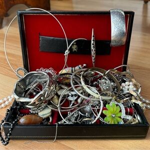 Vintage Estate Silver Jewelry Lot 41 Pcs Wearable Chain Mixed Y2K 925 Sterling